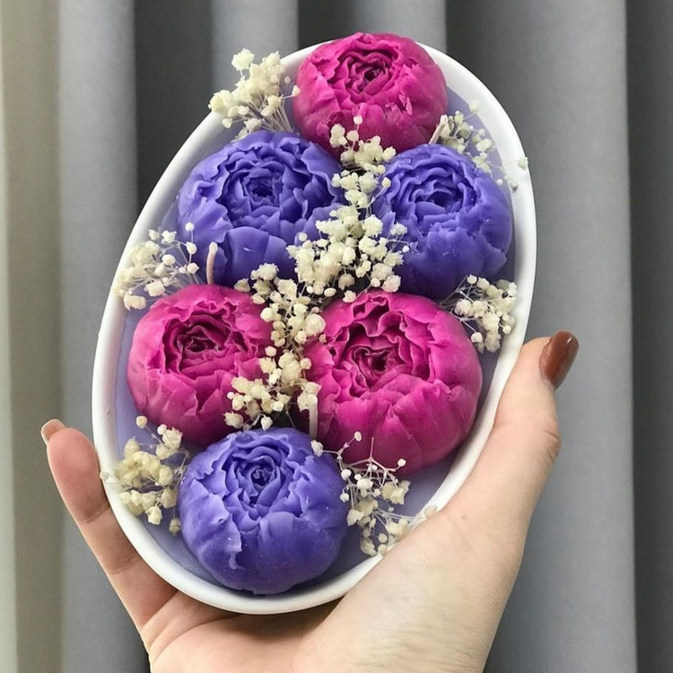 قالب شمع رز پیونی مجموعه 3 عددی