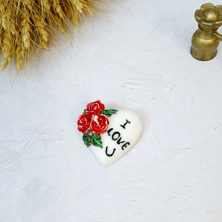 شمع تزئینی مدل قلب I LOVE U گلدار بسته 2 عددی