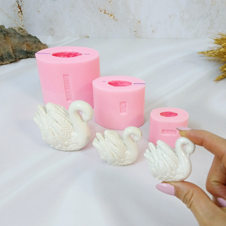 قالب سیلیکونی شمع مدل قو مجموعه 3 عددی